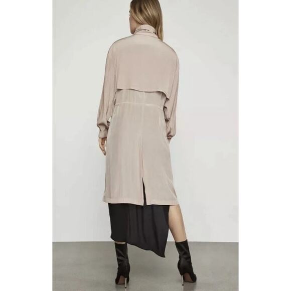 BCBGMAXAZRIA Quinn Long Trench Coat Full Zip Drawstring Jacket Cinch Waist Pink - Picture 5 of 13